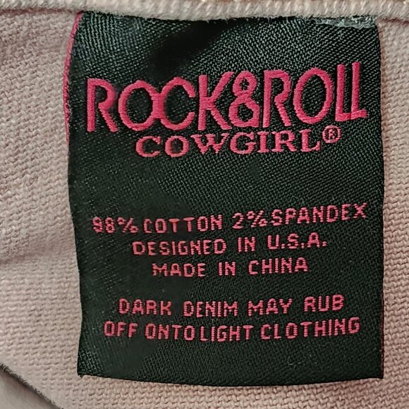 Rock & Roll Cowgirl Pastel Pink Stretch Denim High Rise Flare Jeans - Picture 7 of 7